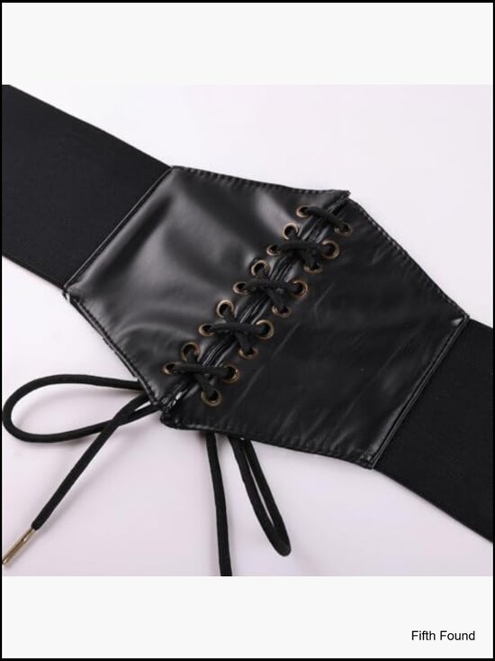 Renaissance Corset Belt Lace-up Waspie Wide Elastic Waist Belt for Women